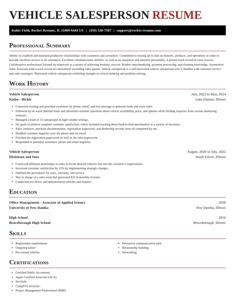 vehicle salesperson misc resume exquisite template 1 exq