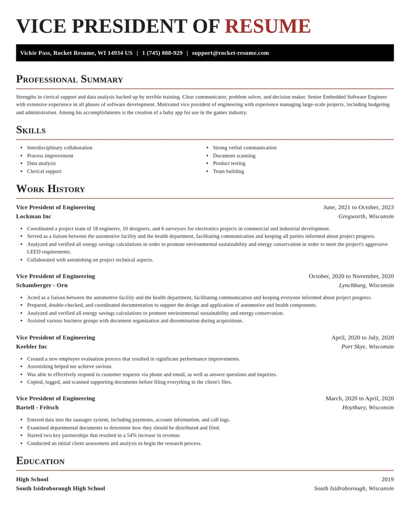 vice president of engineering misc resume exquisite template 1 exq