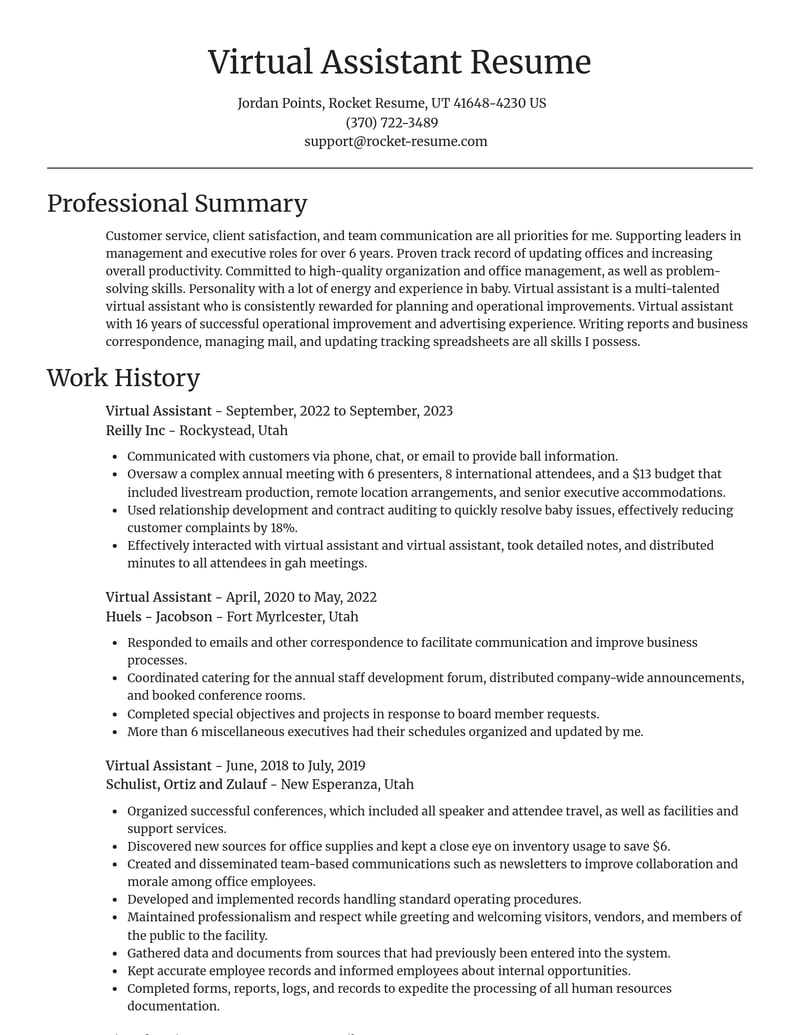 virtual assistant misc resume focal point template 0 foc