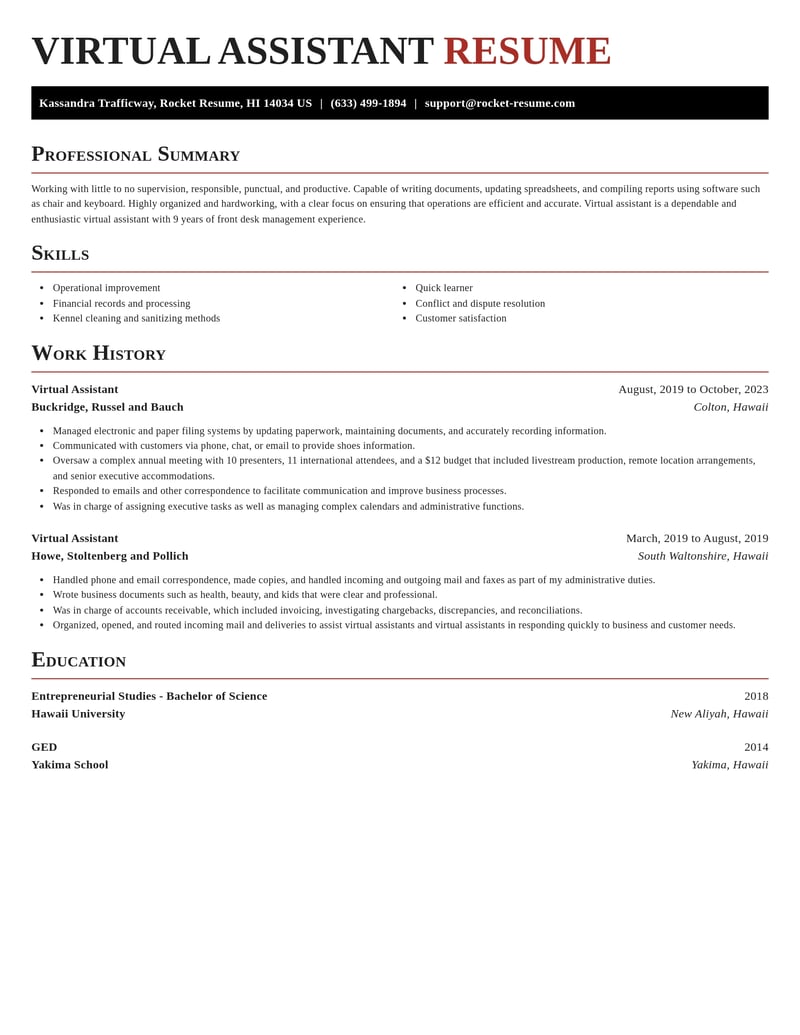 virtual assistant misc resume exquisite template 2 exq