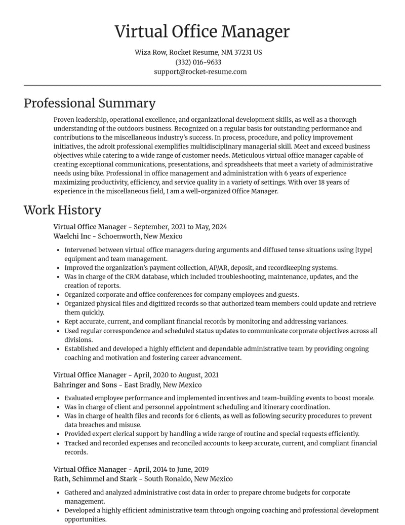 virtual office manager misc resume focal point template 0 foc