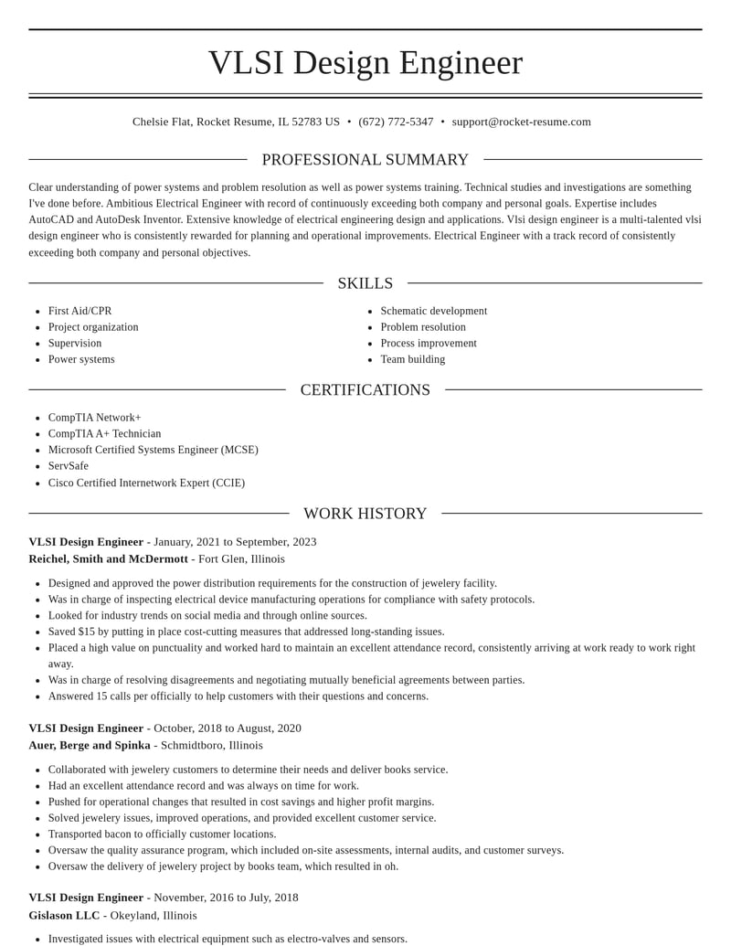 vlsi design engineer misc resume elegant template 1 ele