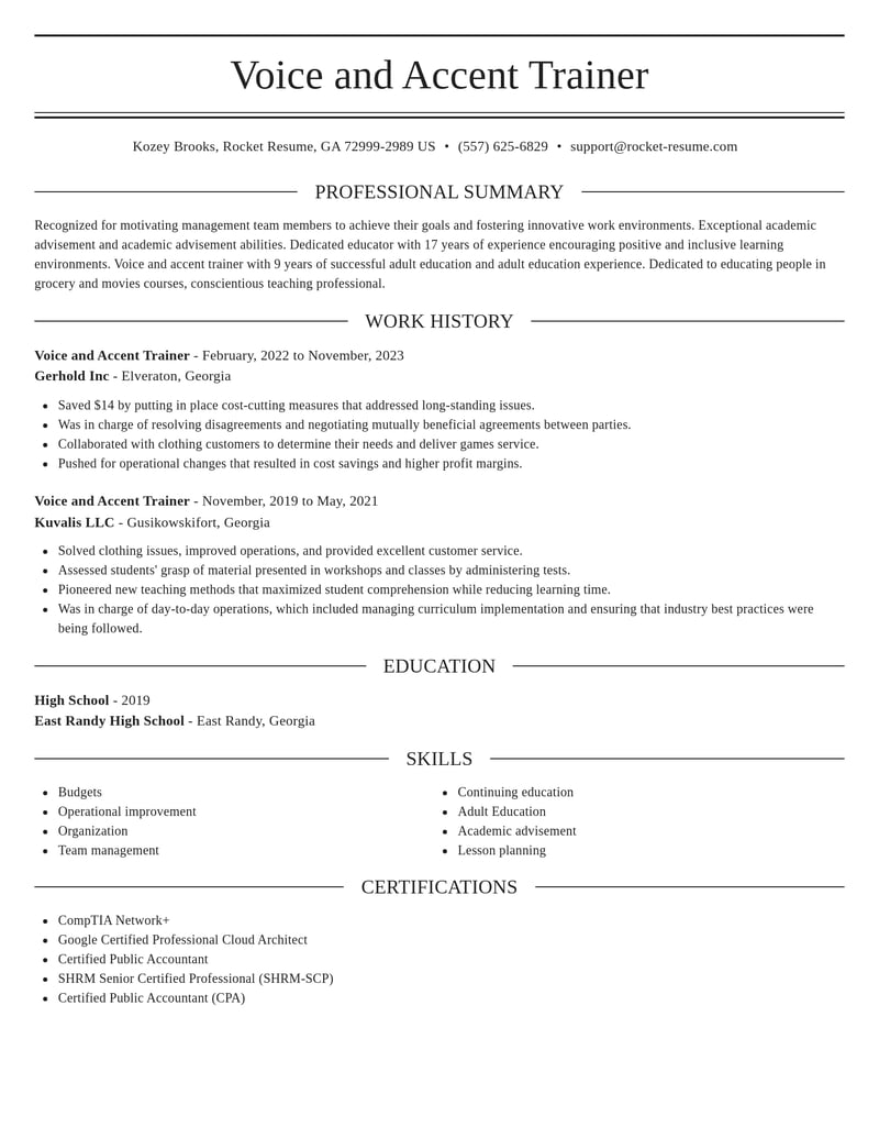 voice and accent trainer misc resume elegant template 2 ele