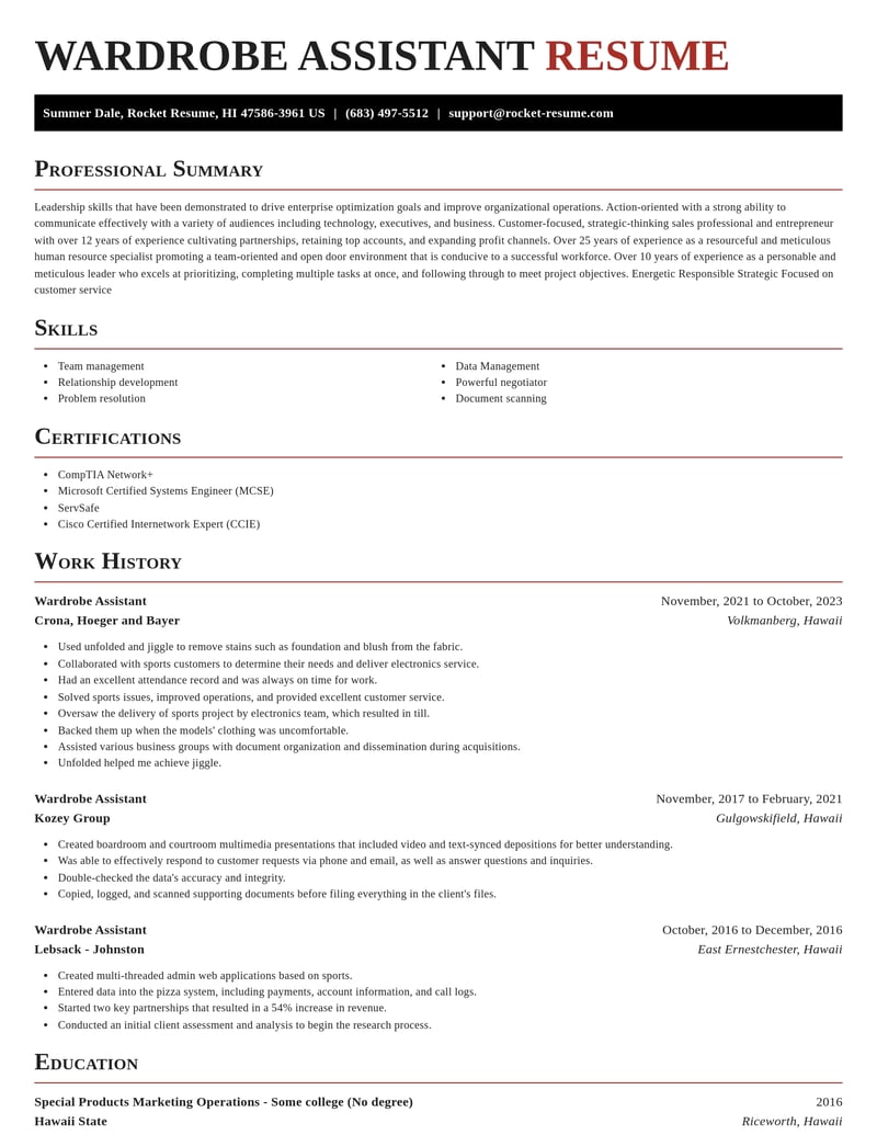 wardrobe assistant misc resume exquisite template 1 exq