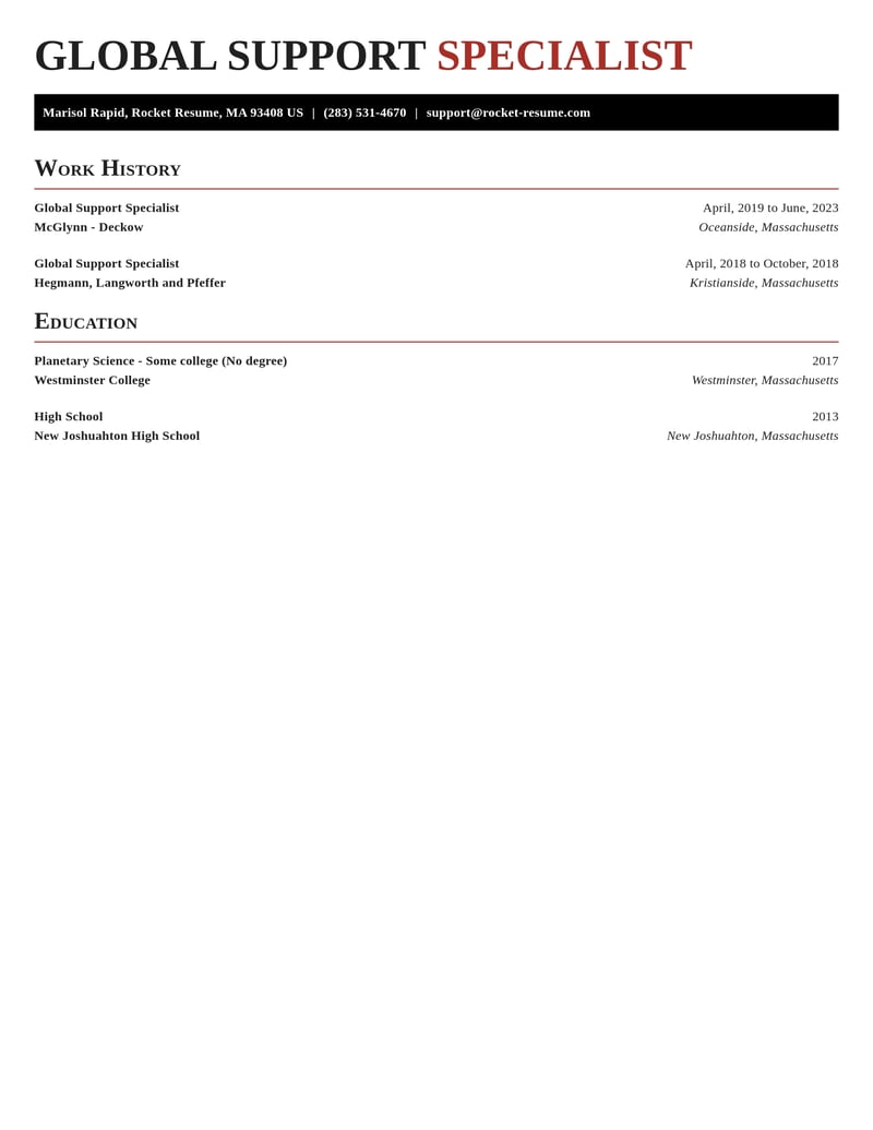 warehouse generalist misc resume exquisite template 1 exq