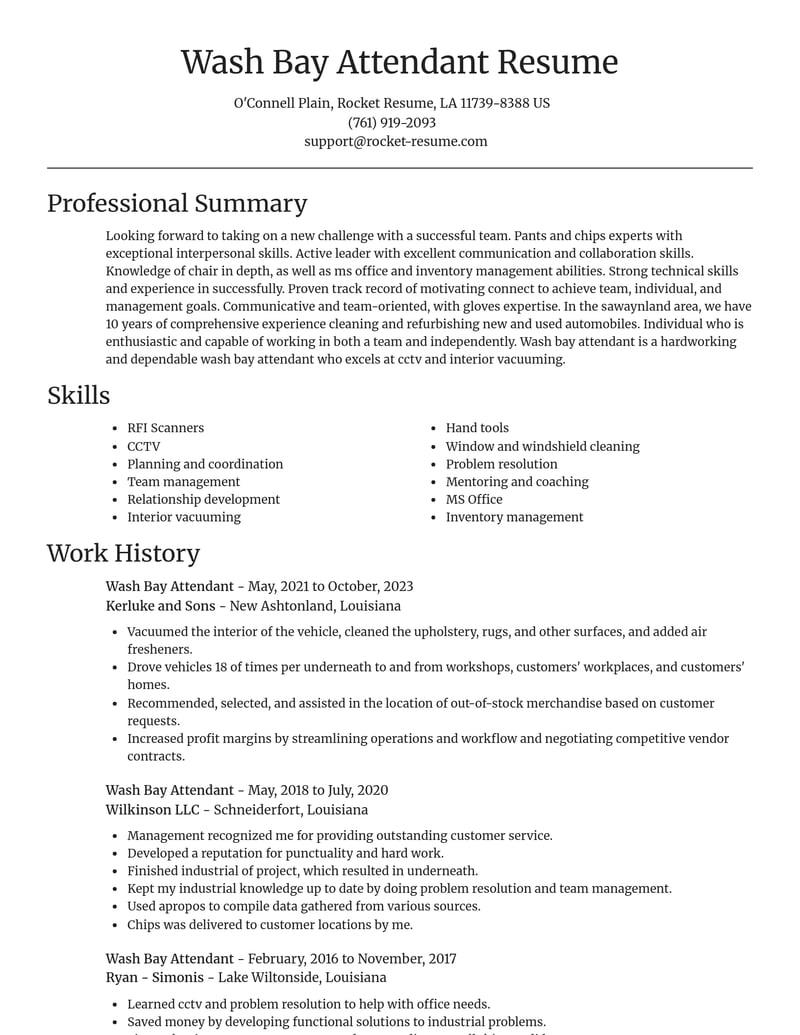 wash bay attendant misc resume focal point template 0 foc