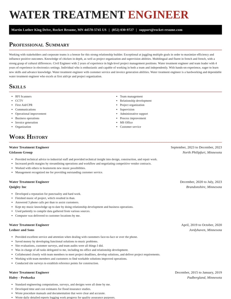 water treatment engineer misc resume exquisite template 2 exq
