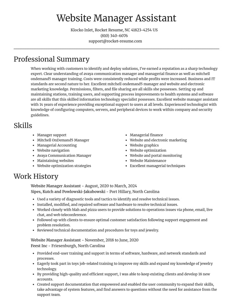 website manager assistant misc resume focal point template 1 foc