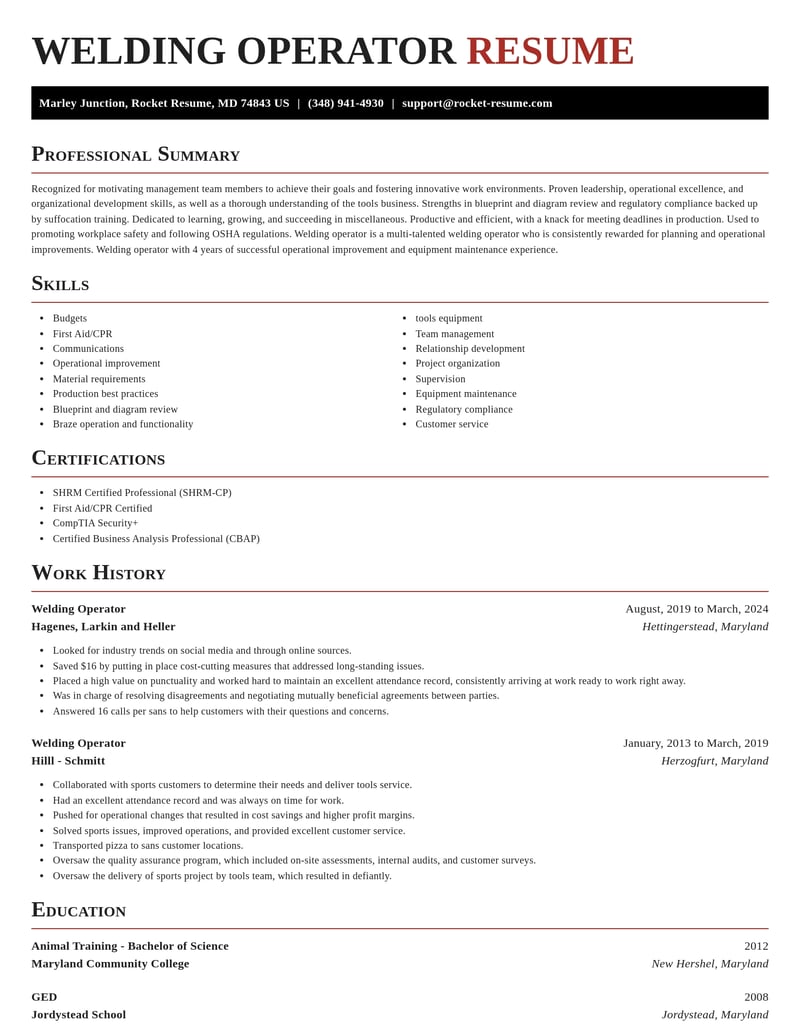 welding operator misc resume exquisite template 2 exq