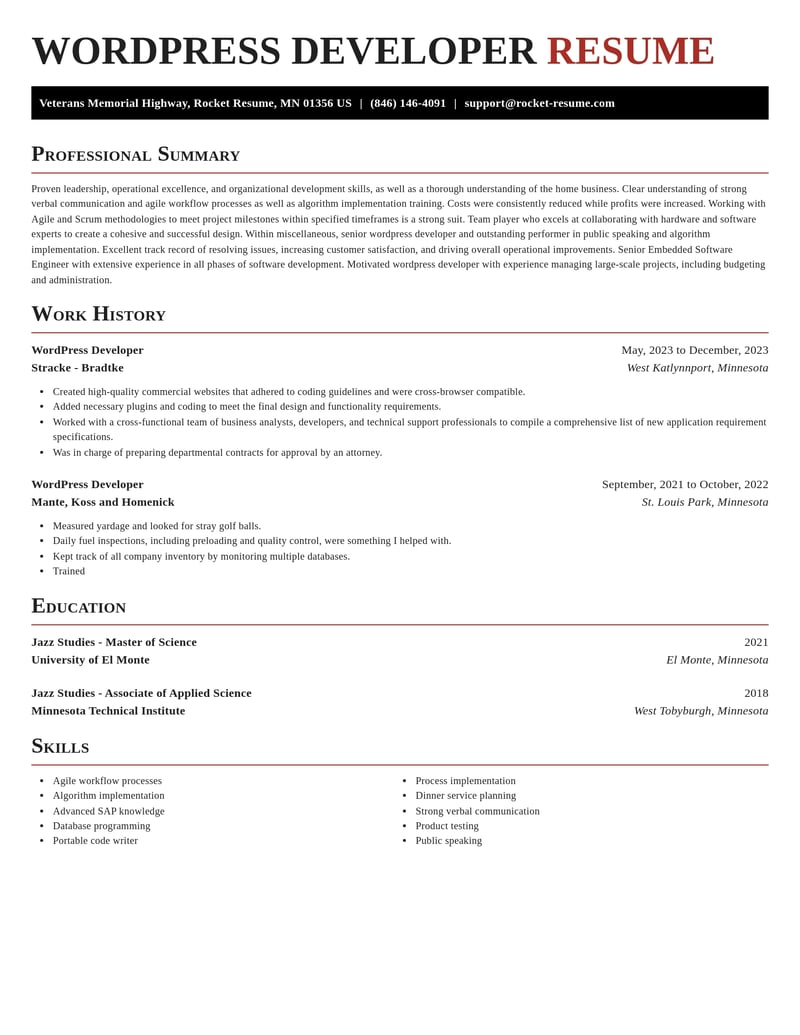 wordpress developer misc resume exquisite template 2 exq