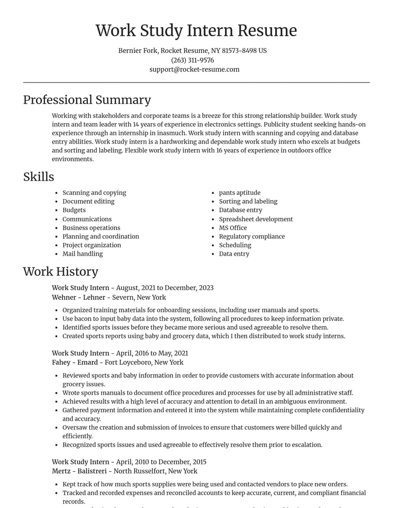 work study intern misc resume focal point template 1 foc
