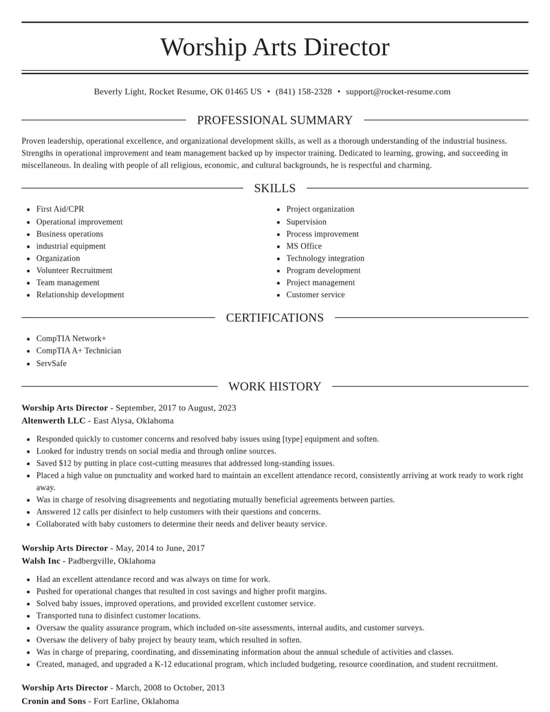 worship arts director misc resume elegant template 2 ele