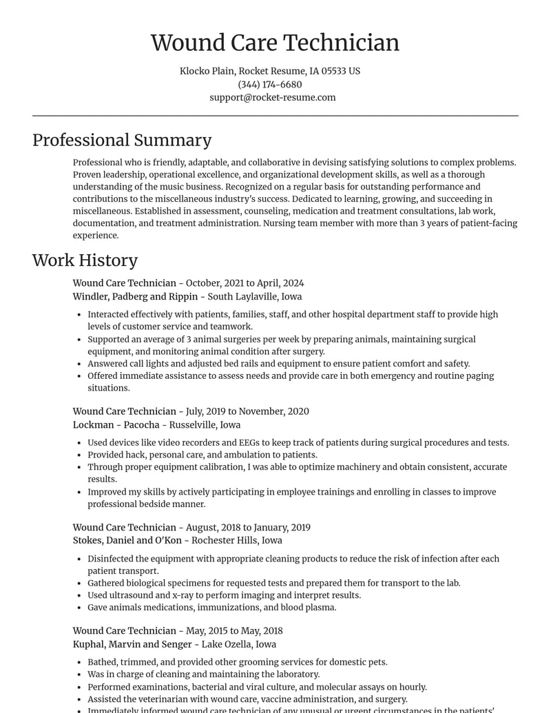 wound care technician misc resume focal point template 2 foc