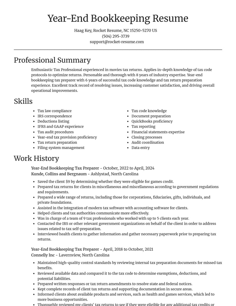 year end bookkeeping tax preparer misc resume focal point template 0 foc