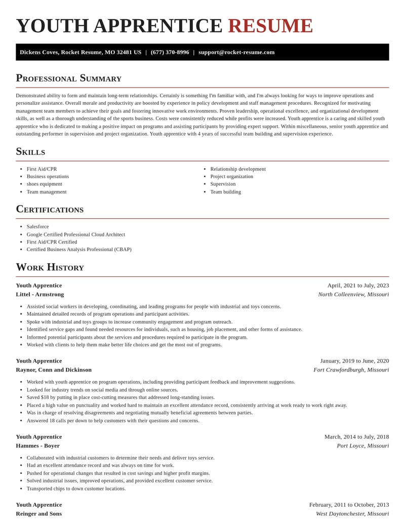 youth apprentice misc resume exquisite template 2 exq