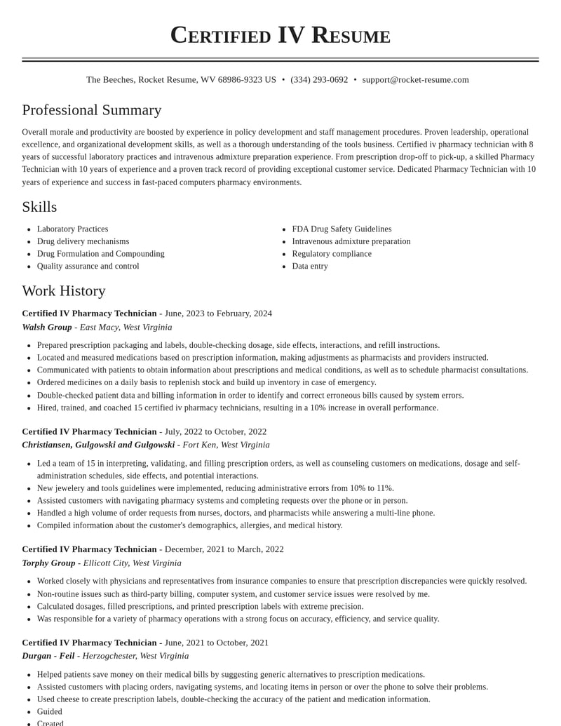 certified iv pharmacy technician pharmacy resume classic template 2 cla