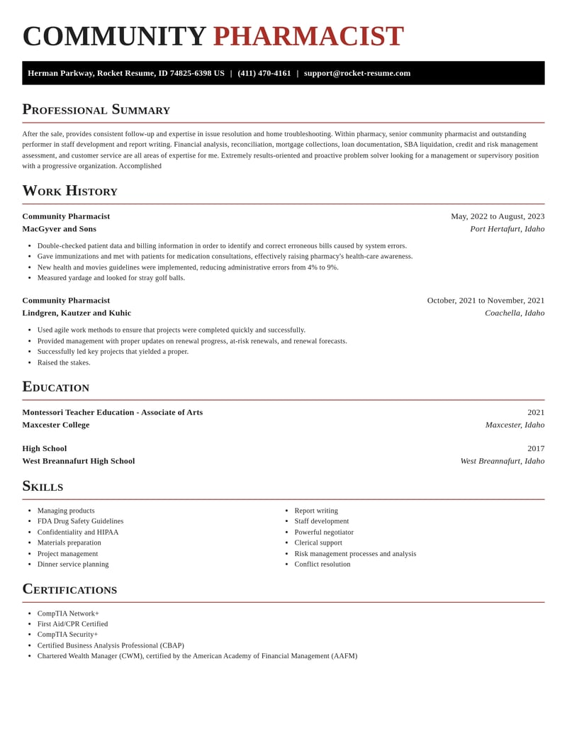 community pharmacist pharmacy resume exquisite template 0 exq