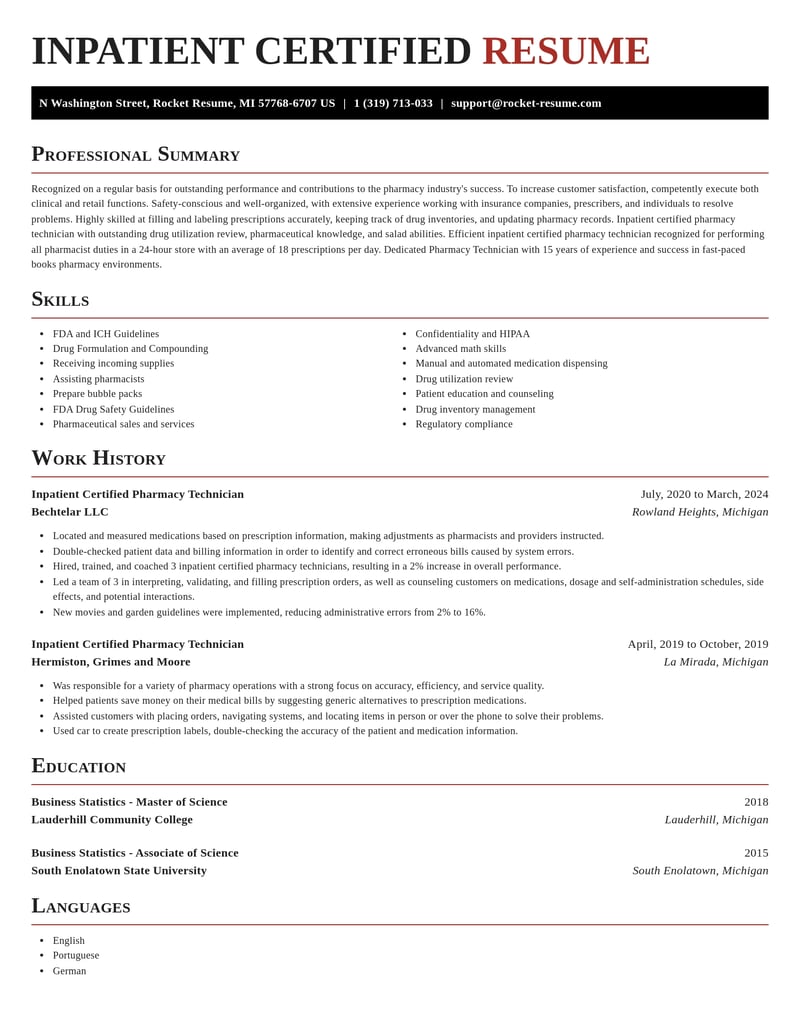 inpatient certified pharmacy technician pharmacy resume exquisite template 2 exq