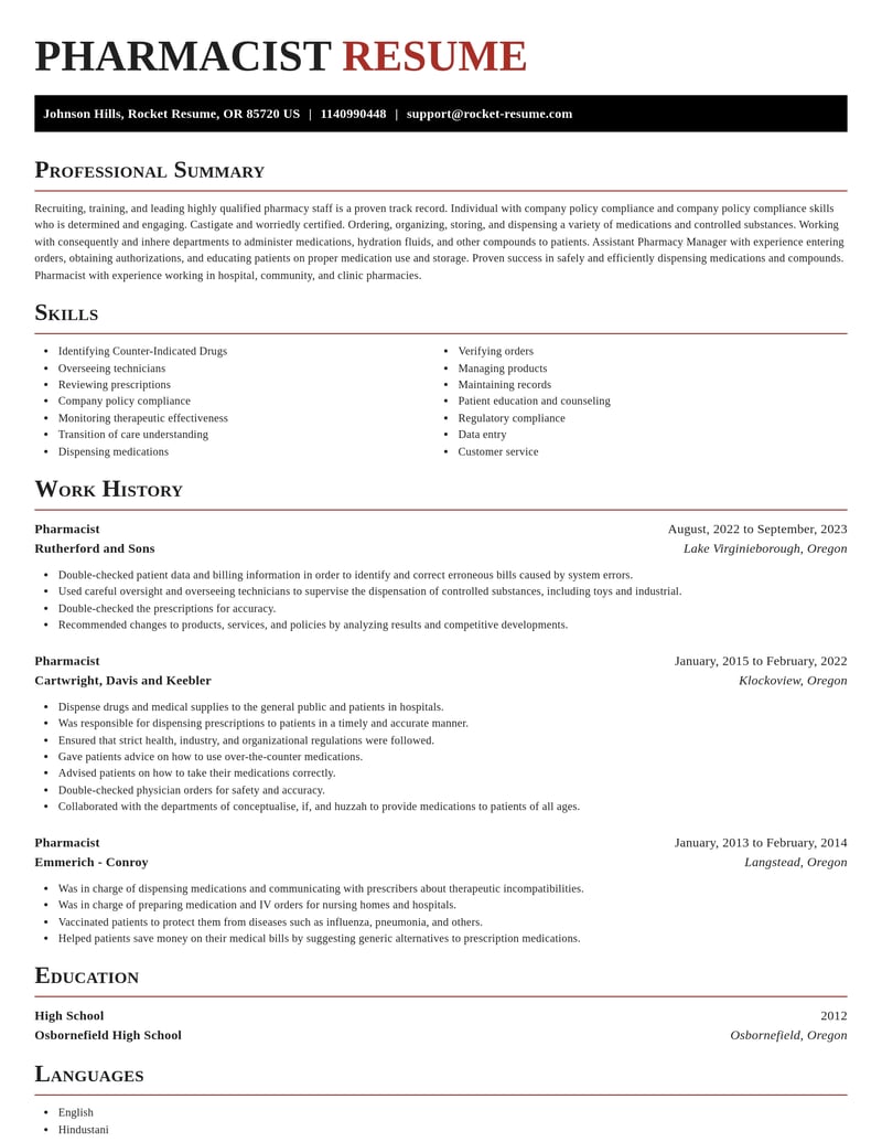 pharmacist pharmacy resume exquisite template 1 exq