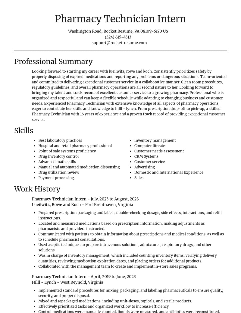 pharmacy technician intern pharmacy resume focal point template 2 foc