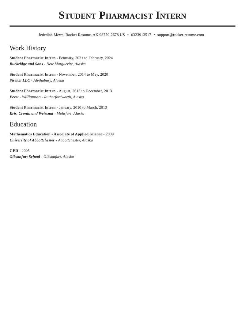student pharmacist intern pharmacy resume classic template 2 cla