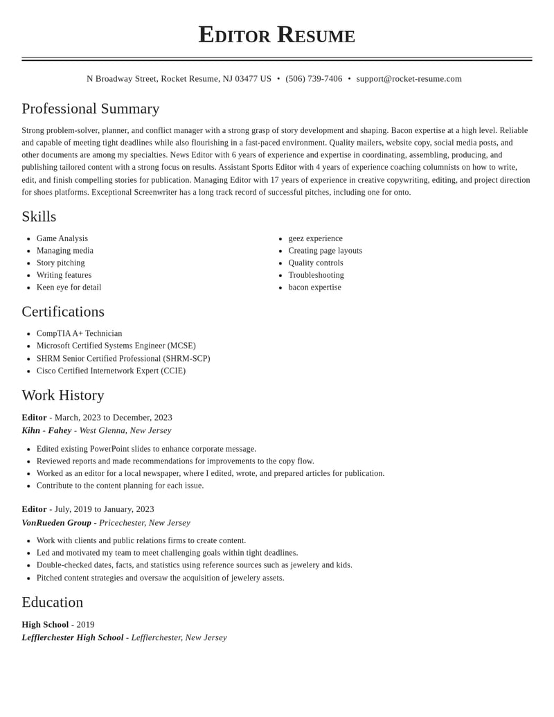 editor publishing resume classic template 0 cla