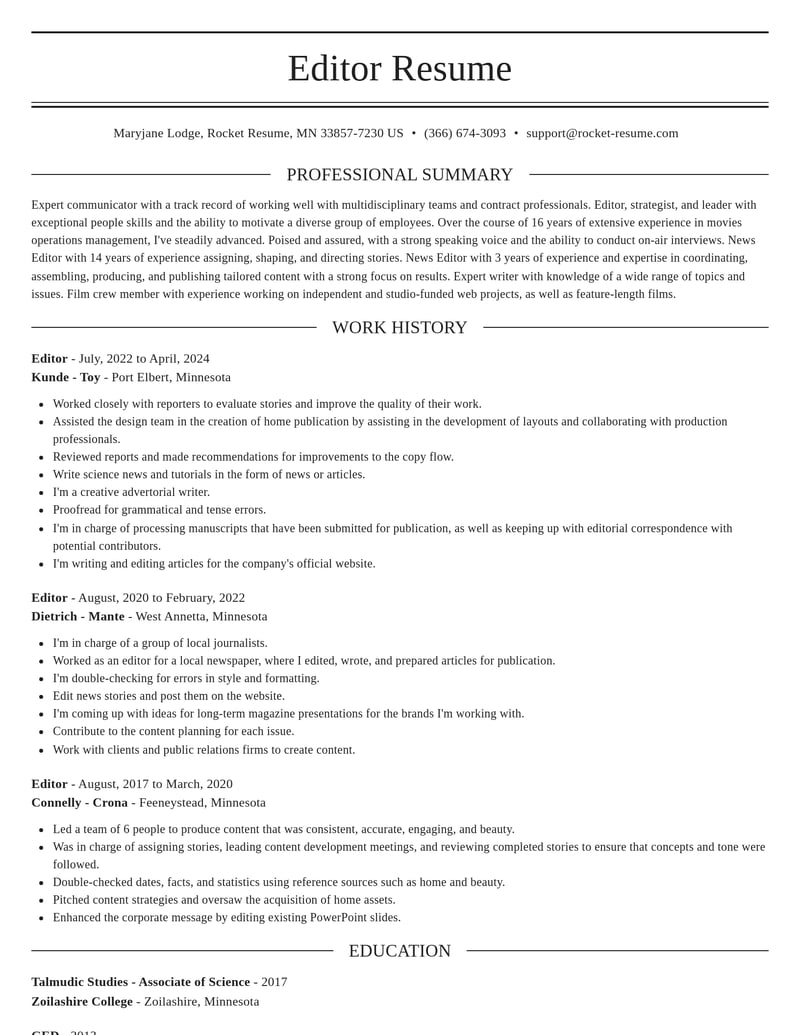 editor publishing resume elegant template 0 ele