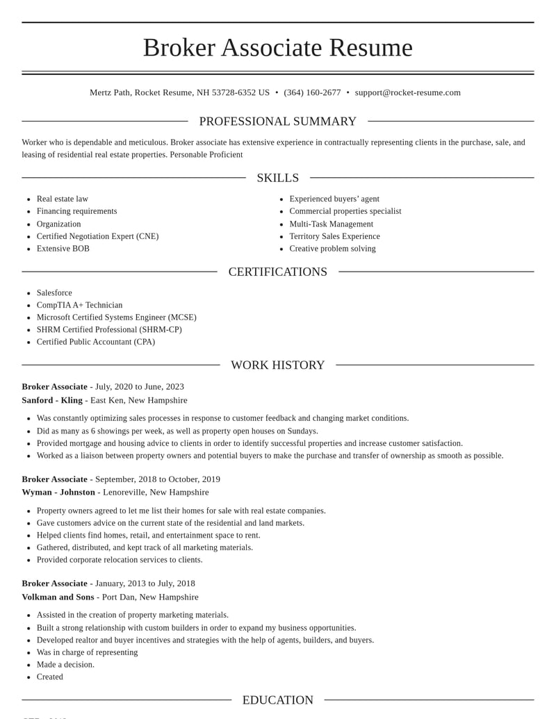 broker associate real estate resume elegant template 2 ele
