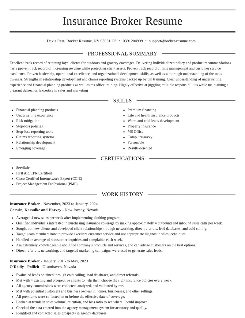 insurance broker real estate resume elegant template 0 ele