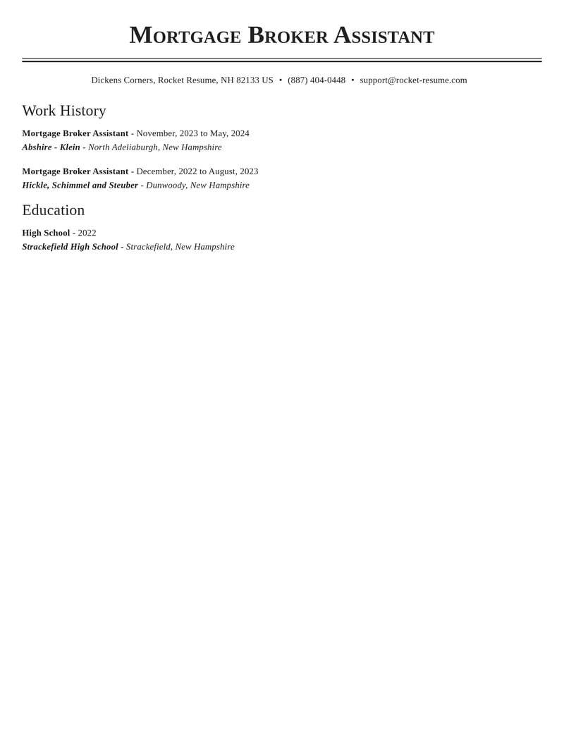 mortgage broker assistant real estate resume classic template 0 cla
