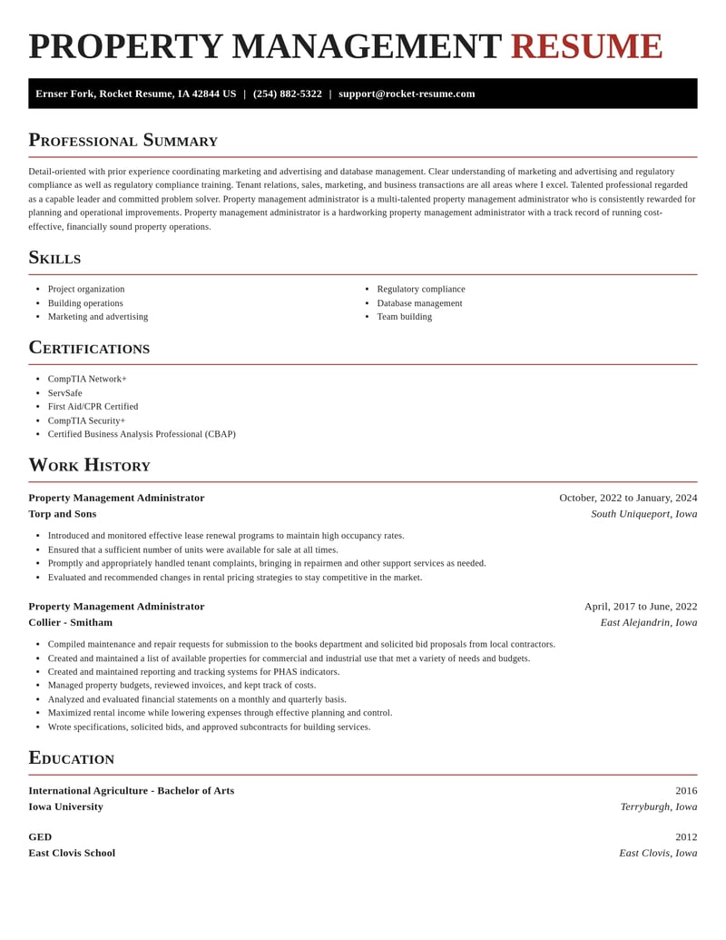property management administrator real estate resume exquisite template 2 exq