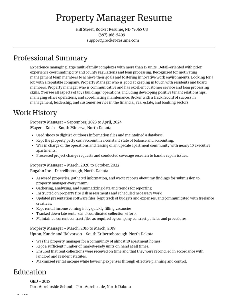 property manager real estate resume focal point template 0 foc