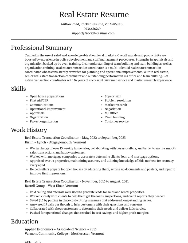 real estate transaction coordinator real estate resume focal point template 2 foc