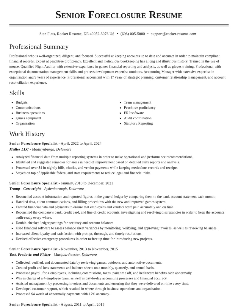 senior foreclosure specialist real estate resume classic template 1 cla