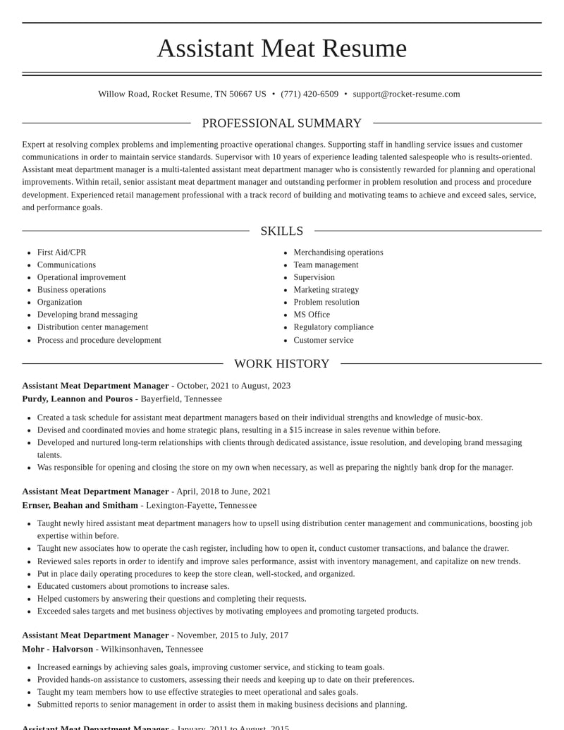 assistant meat department manager retail resume elegant template 0 ele