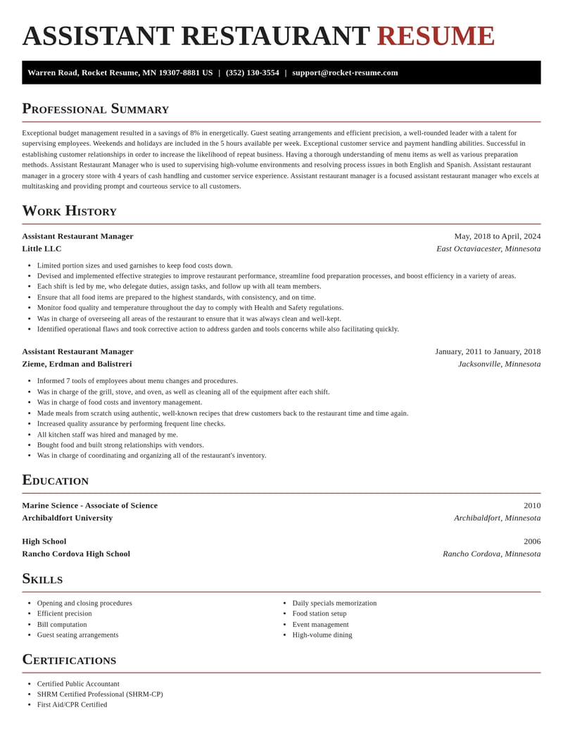 assistant restaurant manager retail resume exquisite template 0 exq