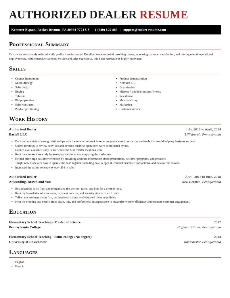authorized dealer retail resume exquisite template 2 exq