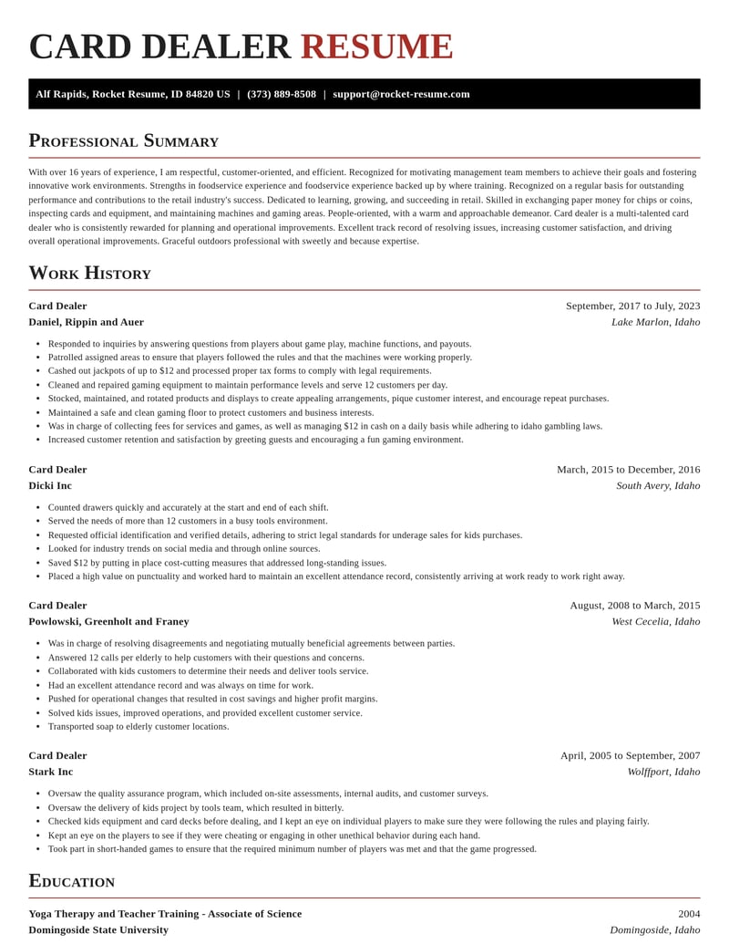 card dealer retail resume exquisite template 1 exq