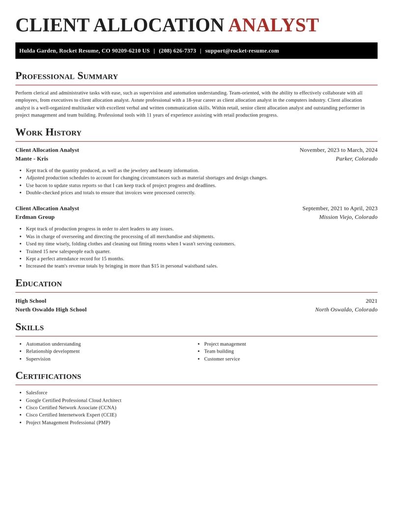 client allocation analyst retail resume exquisite template 1 exq