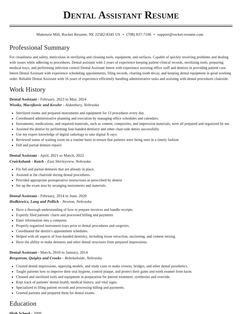 dental assistant retail resume classic template 1 cla