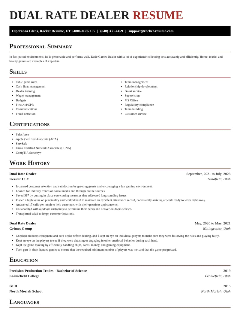 dual rate dealer retail resume exquisite template 0 exq