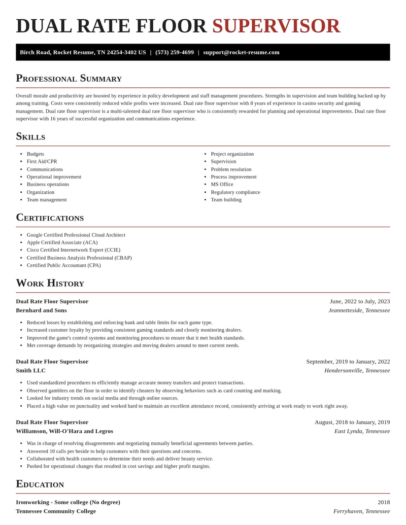 dual rate floor supervisor retail resume exquisite template 2 exq