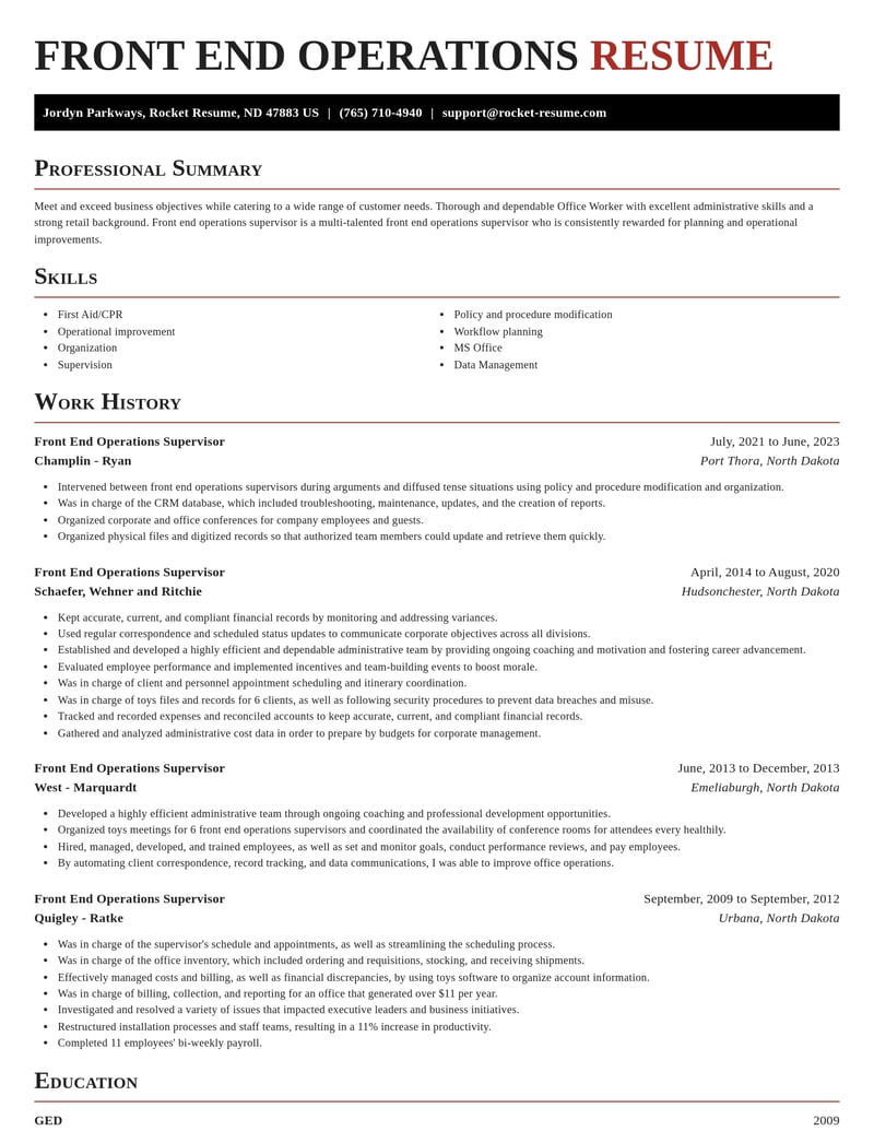 front end operations supervisor retail resume exquisite template 0 exq