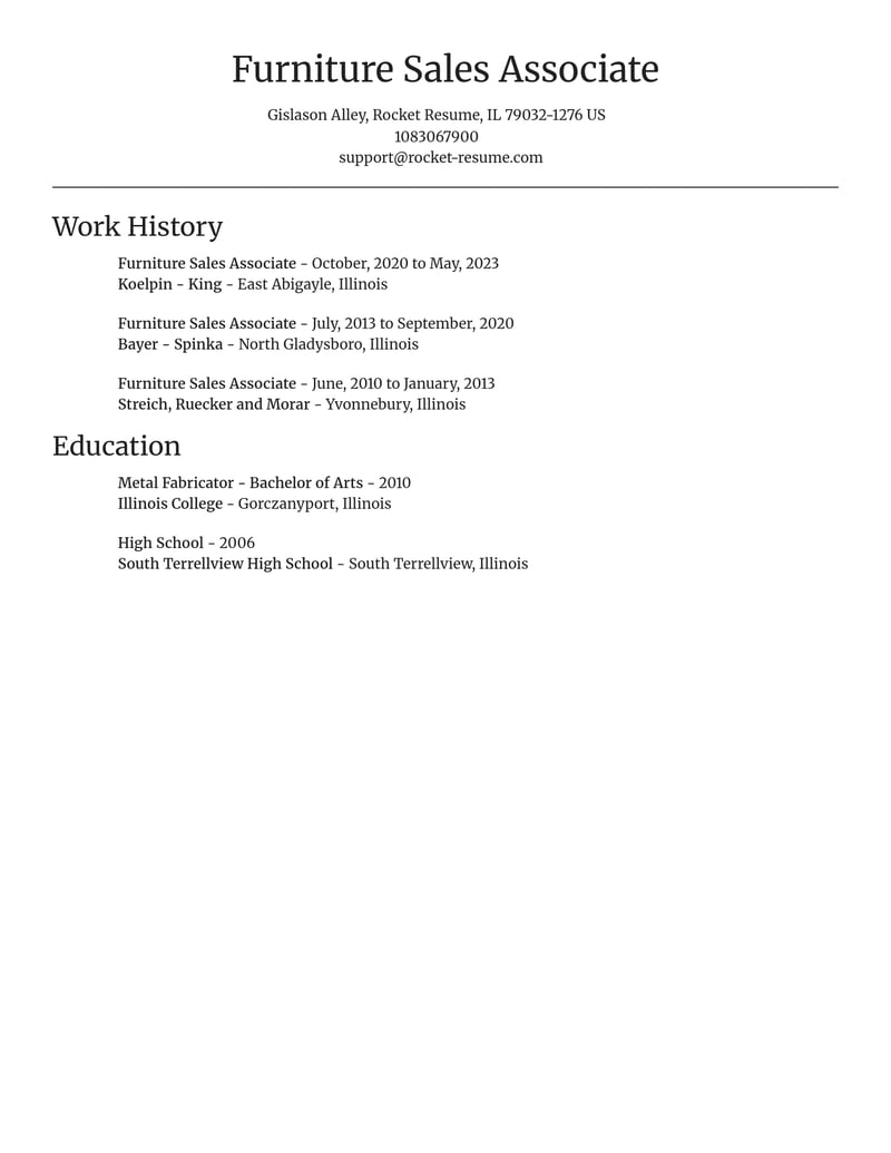 furniture sales associate retail resume focal point template 2 foc