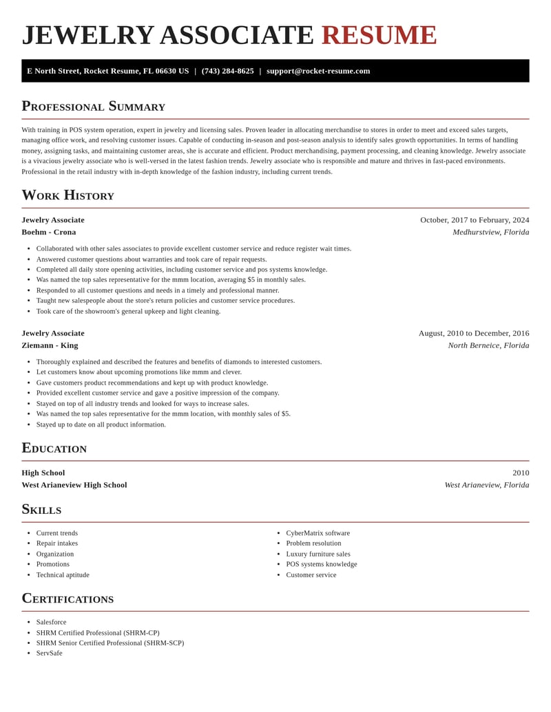 jewelry associate retail resume exquisite template 2 exq