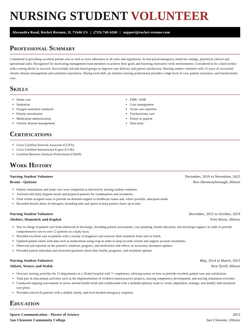 nursing student volunteer retail resume exquisite template 2 exq