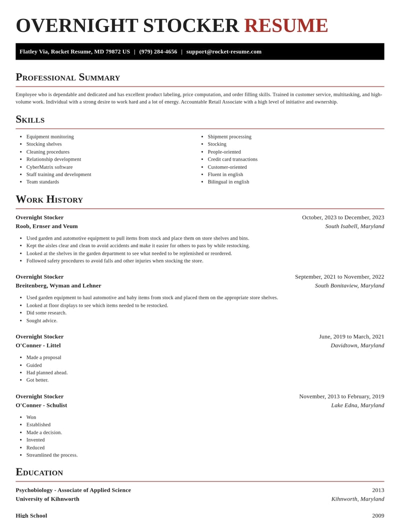 overnight stocker retail resume exquisite template 0 exq