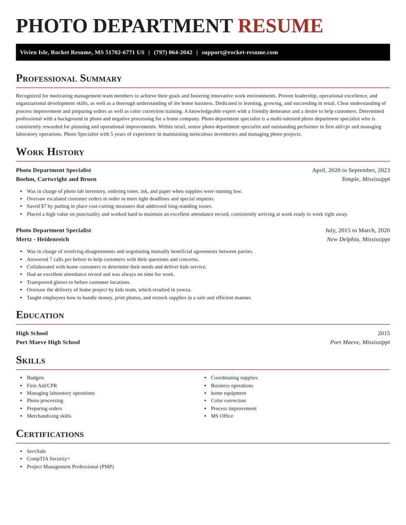 photo department specialist retail resume exquisite template 2 exq
