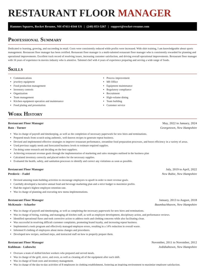 restaurant floor manager retail resume exquisite template 1 exq