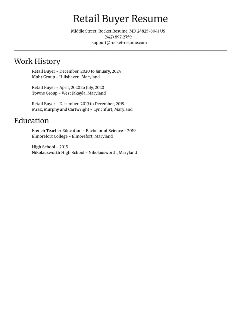 retail buyer retail resume focal point template 1 foc